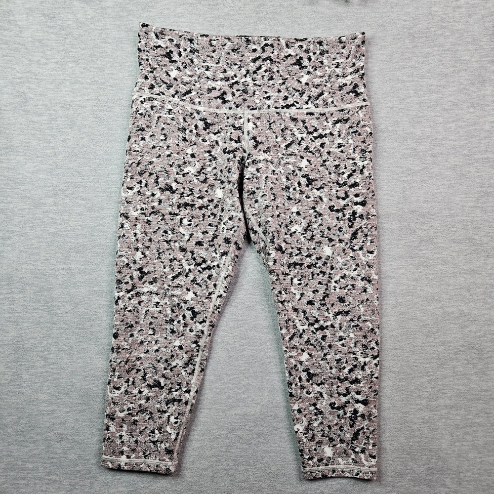Athleta Elation Textured 7/8 Tight Leggings 1X Abstract Print Pink Black White